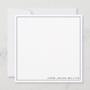 Carte De Correspondance Bordure minimaliste simple Carré bleu marine