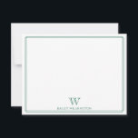 Carte De Correspondance Bordure Moderne Vert Chasseur à Monogramme Initial<br><div class="desc">Ce design présente une double bordure fine avec un espace pour un monogramme et un nom/texte en bas. Cliquez sur le bouton personnaliser si vous souhaitez ajuster les éléments de design et/ou modifier davantage le texte ! Des variations de ce design, des couleurs supplémentaires, ainsi que des produits coordonnés sont...</div>