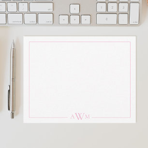Carte De Correspondance Bordure monogramme minimaliste à trois lettres
