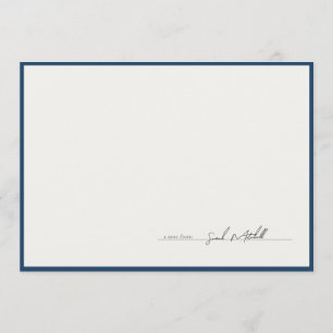 Carte De Correspondance Bordure Navy Classique Écriture Personnalisée