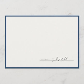 Carte De Correspondance Bordure Navy Classique Écriture Personnalisée