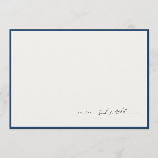 Carte De Correspondance Bordure Navy Classique Écriture Personnalisée (Devant)