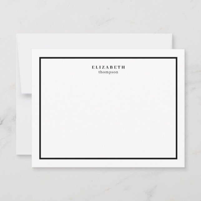 Carte De Correspondance Bordure noire et blanche Moderne Simple (Devant)