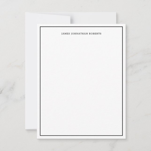 Carte De Correspondance Bordure noire moderne et simple (Devant)