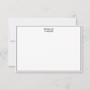 Carte De Correspondance Bordure noire simple avec nom Papier