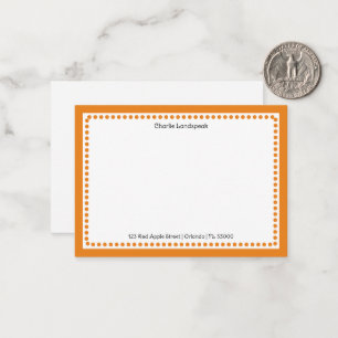 Carte De Correspondance Bordure orange classique et points Monogramme