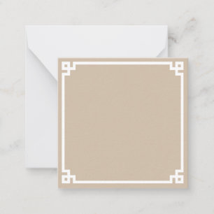 Carte De Correspondance Bordure Ornementale Grecque Beige et Blanche