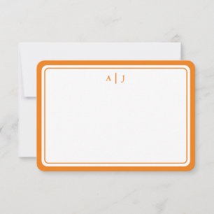 Carte De Correspondance Bordure ronde de monogramme orange minimaliste