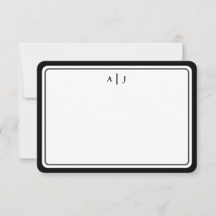 Carte De Correspondance Bordure ronde minimaliste monogramme noir