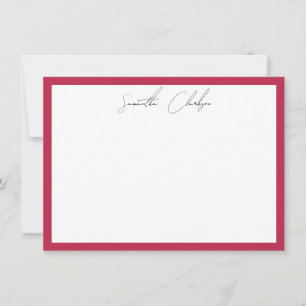 Carte De Correspondance Bordure rose chaud magenta simple Script manuscrit