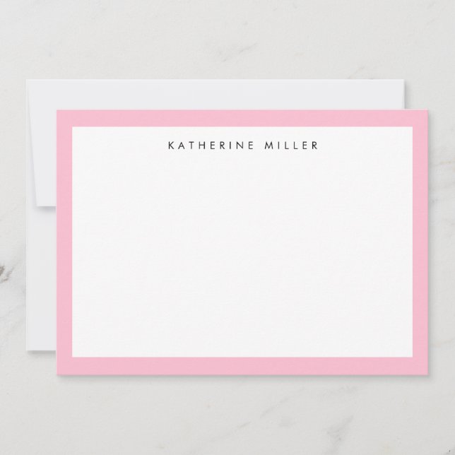 Carte De Correspondance Bordure rose chic personnalisée (Devant)