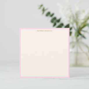Carte De Correspondance Bordure Rose Minimaliste Nom Personnalisé