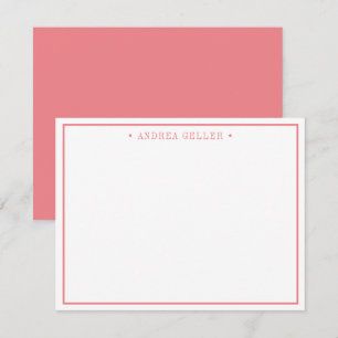 Carte De Correspondance Bordure Rose Pâle Classique Minimaliste