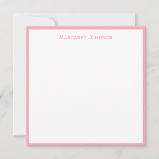 Carte De Correspondance Bordure rose simple Carré plat Word personnalisé