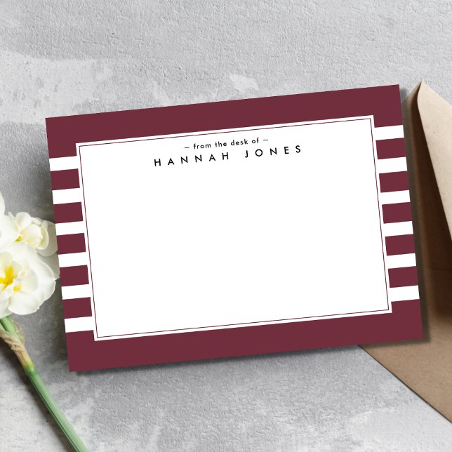 Carte De Correspondance Bordure rouge blanche rayée moderne (Créateur téléchargé)