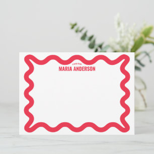 Carte De Correspondance Bordure rouge rouge rétro personnalisée