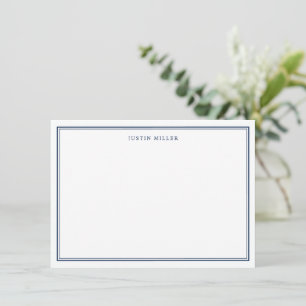 Carte De Correspondance Bordure simple bleu marine, taille moyenne personn