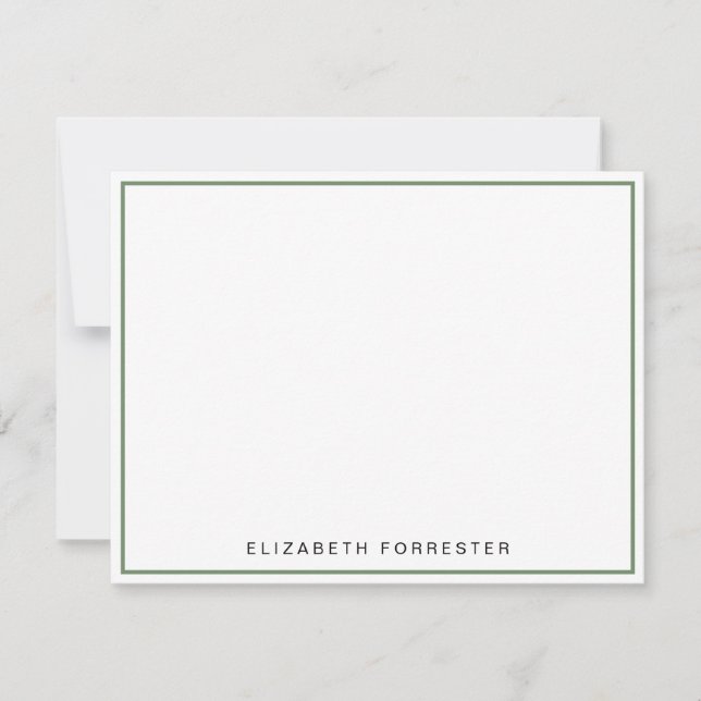 Carte De Correspondance Bordure simple classique verte Sage (Devant)