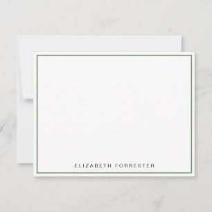 Carte De Correspondance Bordure simple classique verte Sage