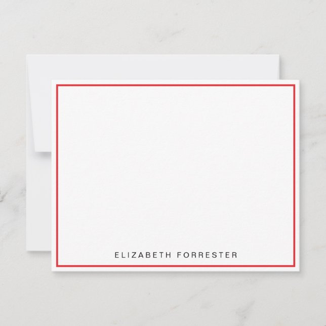 Carte De Correspondance Bordure simple rose rouge classique (Devant)