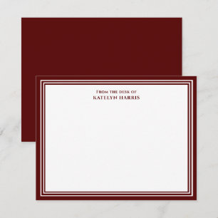 Carte De Correspondance Bordure Triple Bourgogne De La Part De Plat