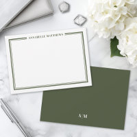 Bordure Vert Olive Minimaliste Monogramme de Nom