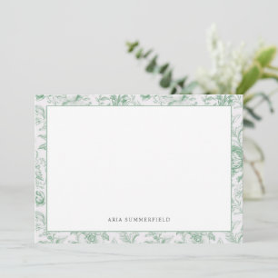Carte De Correspondance Bordure vintage blanc et vert et blanc en toile fl