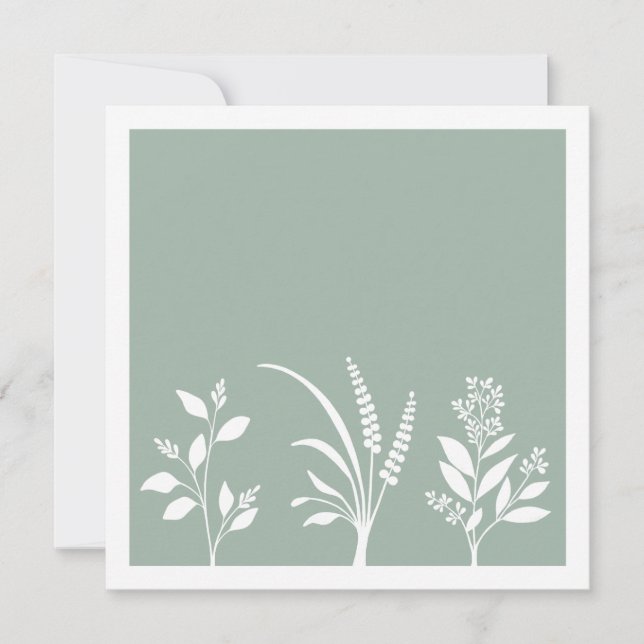 Carte De Correspondance Botanic Serenade Sage Green Silhouettes Minimalist (Devant)