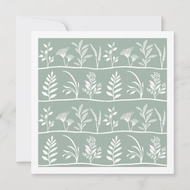 Carte De Correspondance Botanic Serenade Soft Sage Minimalist Silhouettes (Devant)