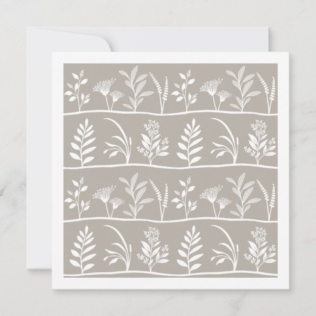 Carte De Correspondance Botanic Serenade Soft Taupe Minimalist Silhouettes (Devant)