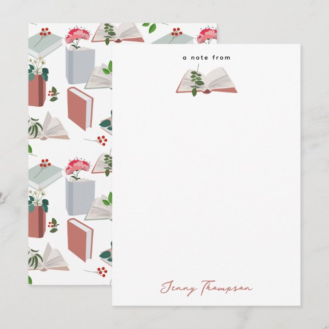 Carte De Correspondance Botanique Livres & Bibliothèque Motif de lecture (Devant / Derrière)