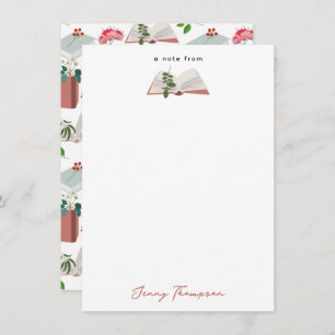 Carte De Correspondance Botanique Livres & Bibliothèque Motif de lecture