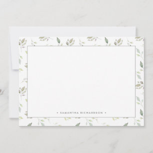 Carte De Correspondance Botanique Vert aquarelle Feuille Motif