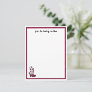 Carte De Correspondance Botte à motif cœur bordeaux