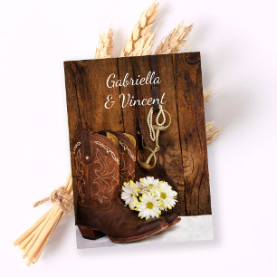 Carte De Correspondance Botte Cowboy Horse Mariage campagnard Flat Notes