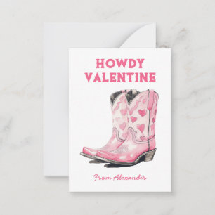 Carte De Correspondance Bottes de cowboy rose personnalisées et mignonnes 