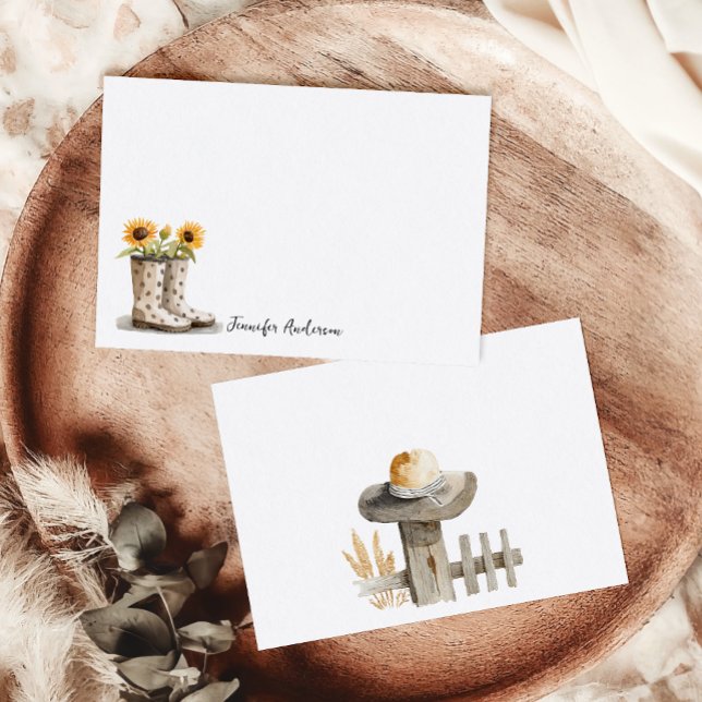 Carte De Correspondance Bottes de jardin Tournesol Monogramme Personnalisé (Créateur téléchargé)