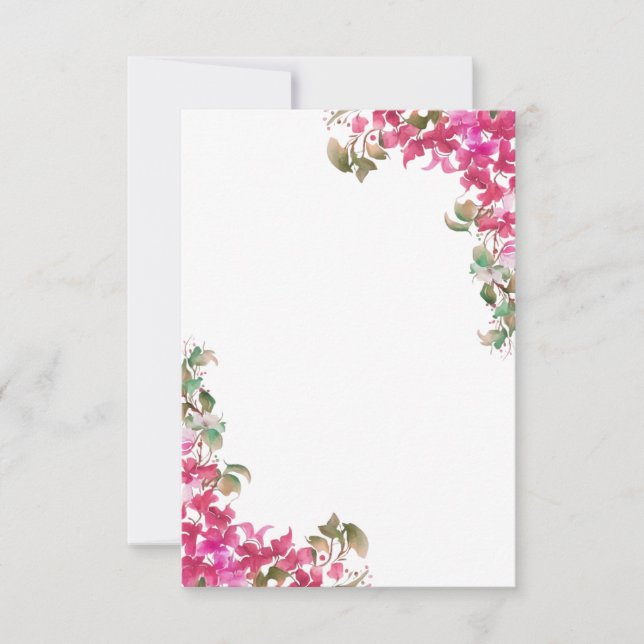 Carte De Correspondance Bougainvillea Fleurs Aquarelle Magenta (Devant)