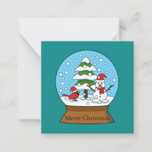 Carte De Correspondance Boule à neige avec bonhomme de neige cardinal et p