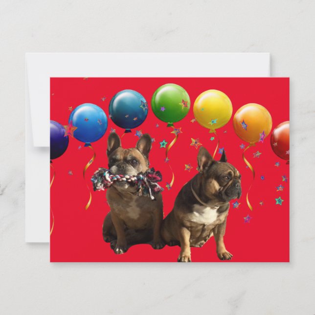 Carte De Correspondance Bouledogue français deux amis (Devant)
