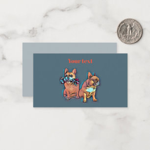 Carte De Correspondance Bouledogue français deux amis French Bulldog