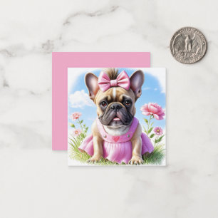 Carte De Correspondance Bouledogue Français Fleurs French Bulldog