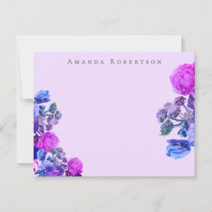 Carte De Correspondance Bouquet de fleurs personnalisé aquarelle rose viol