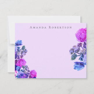 Carte De Correspondance Bouquet de fleurs personnalisé aquarelle rose viol