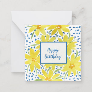 Carte De Correspondance Bouquet de marguerite jaune Points bleus Note d'an