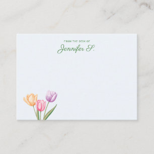 Carte De Correspondance Bouquet de tulipes aquarelles colorées avec texte