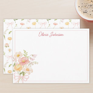 Carte De Correspondance Bouquet Floral de Fleurs Jolies Aquarelle Monogram