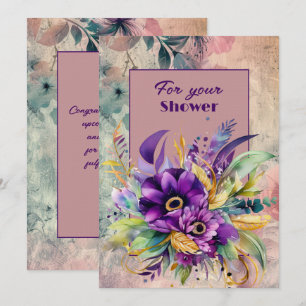 Carte De Correspondance Bouquet wedding shower de fleurs violettes