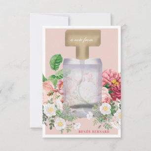 Carte De Correspondance Bouteille de parfum rose pâle Fête des mariées flo