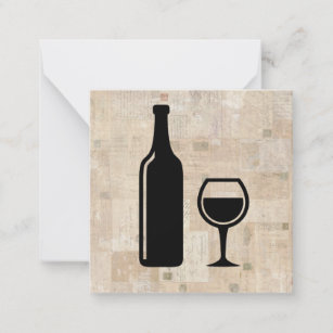 Carte De Correspondance Bouteille de vin et verre de vin Stampes Vintages 